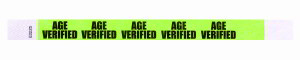 Age Verified Neon Green Tyvek Wristbands